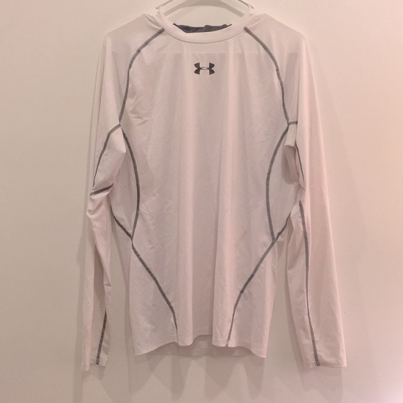 Under Armour White Long-Sleeve HeatGear Compression Shirt